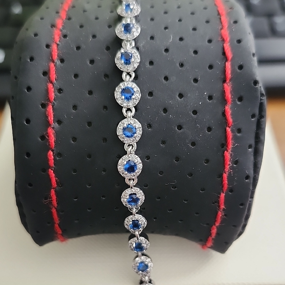 Elegant Silver and Blue Gemstone Bracelet
